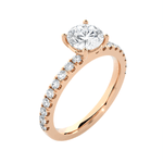 Round Lab Grown Diamond Side Stone Engagement Ring