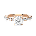 Round Lab Grown Diamond Side Stone Engagement Ring