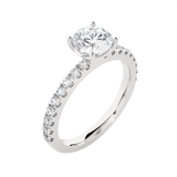 Round Lab Grown Diamond Side Stone Engagement Ring