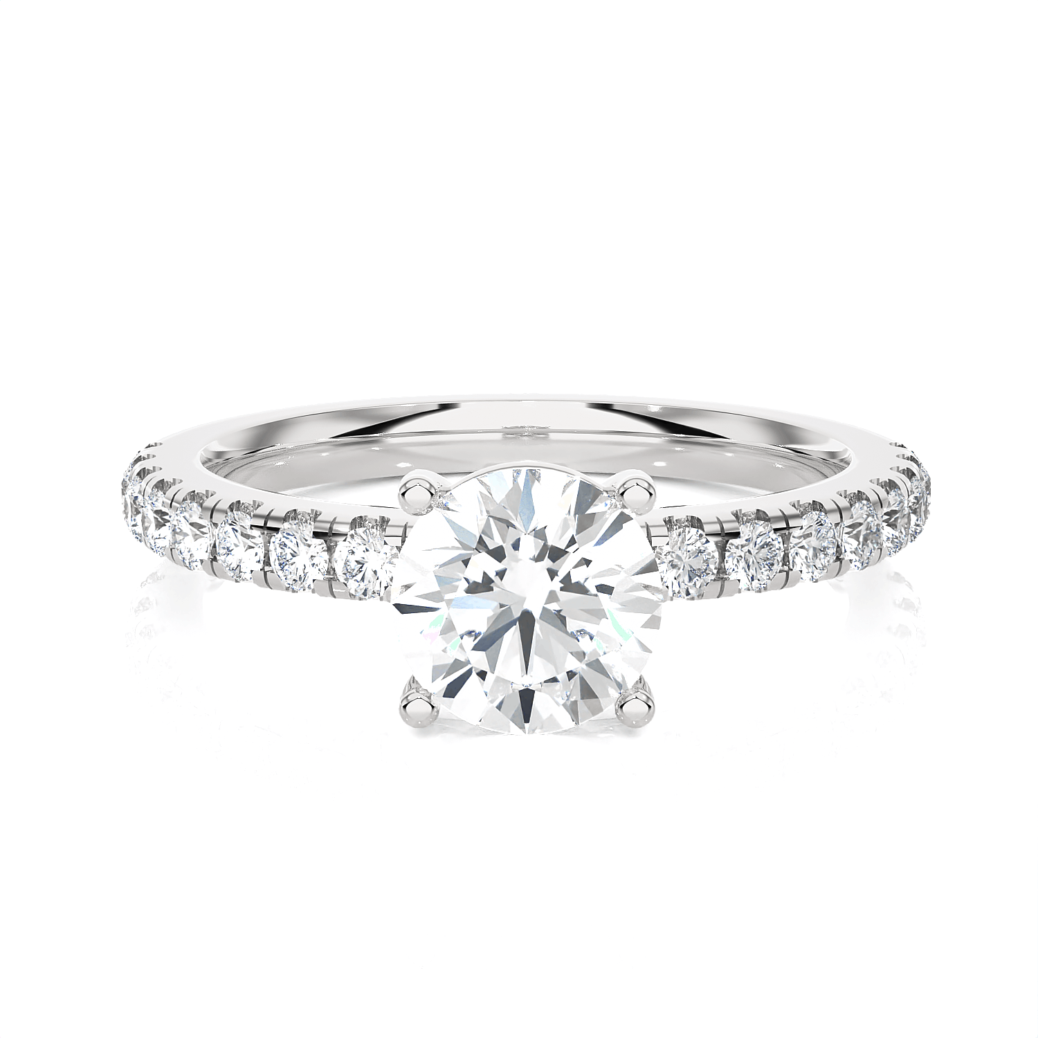 Round Lab Grown Diamond Side Stone Engagement Ring