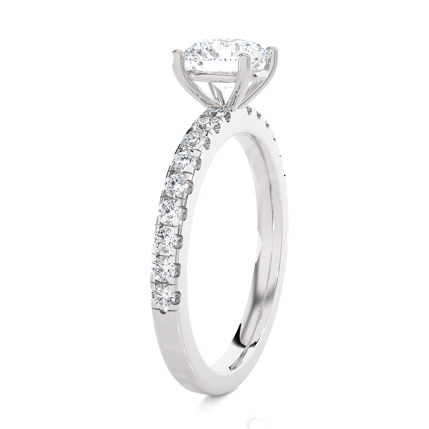 Round Lab Grown Diamond Side Stone Engagement Ring