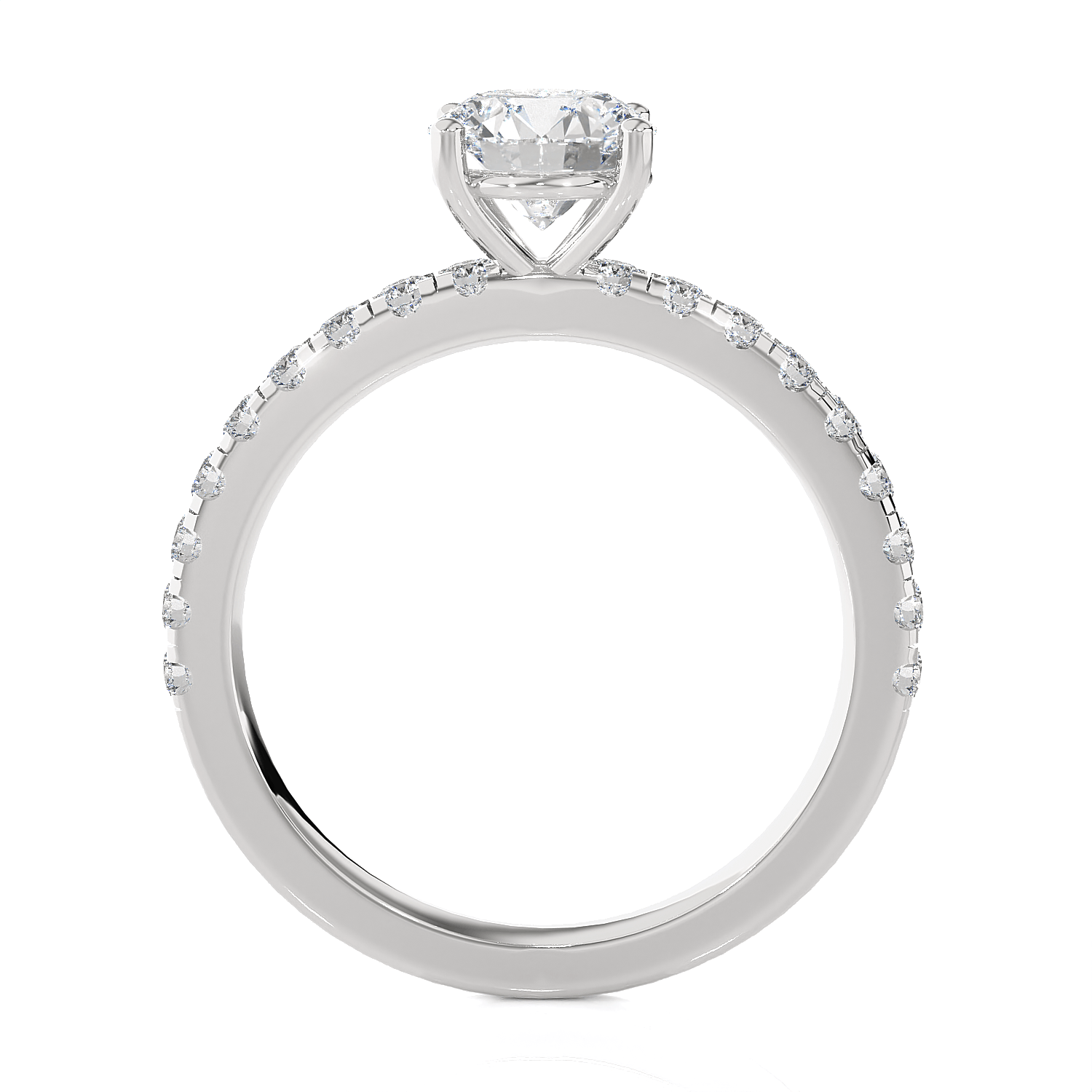 Round Lab Grown Diamond Side Stone Engagement Ring