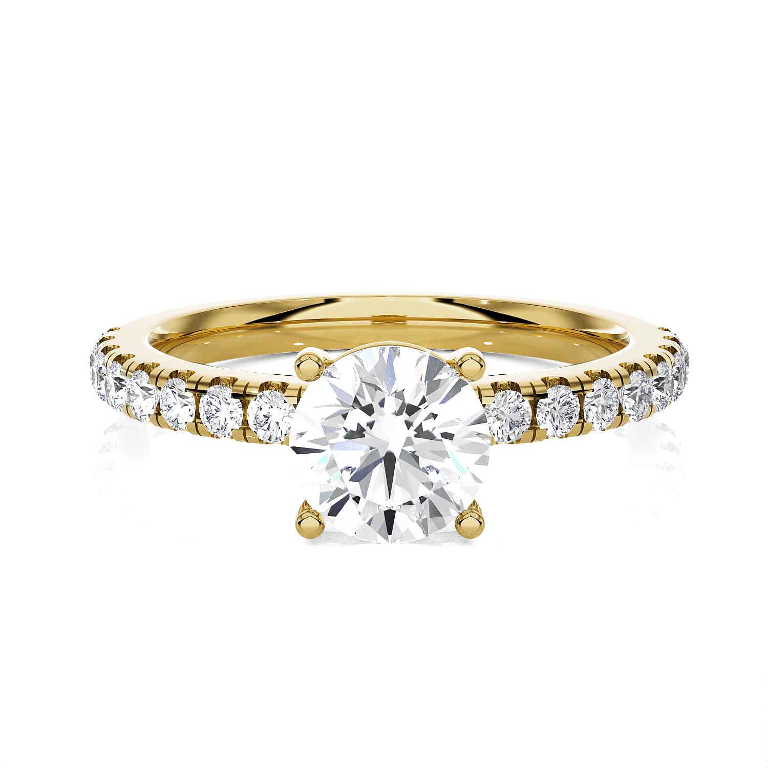 Round Lab Grown Diamond Side Stone Engagement Ring