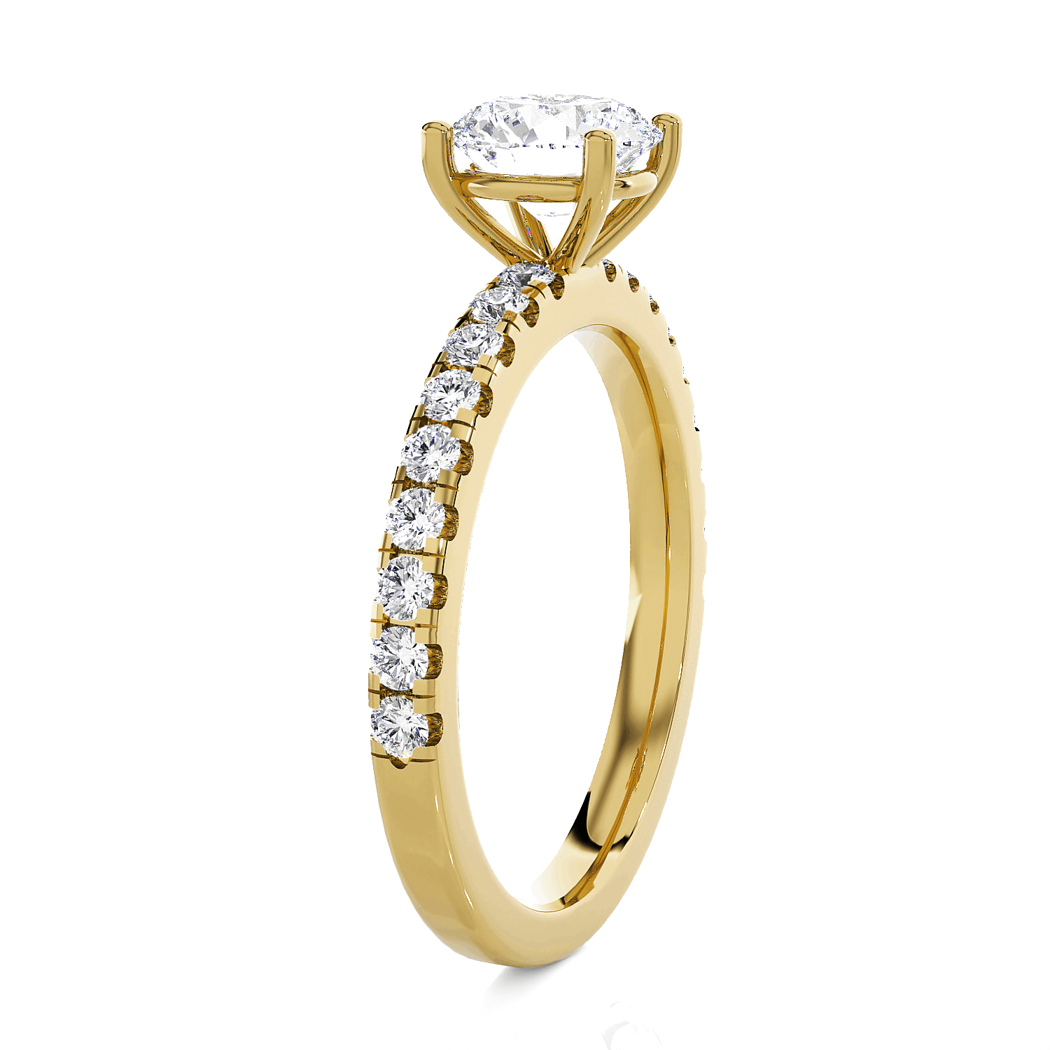 Round Lab Grown Diamond Side Stone Engagement Ring