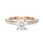 Round Lab Grown Diamond Side Stone Engagement Ring