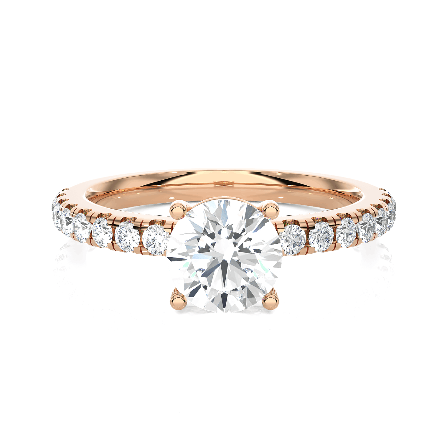 Round Lab Grown Diamond Side Stone Engagement Ring