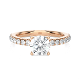 Round Lab Grown Diamond Side Stone Engagement Ring