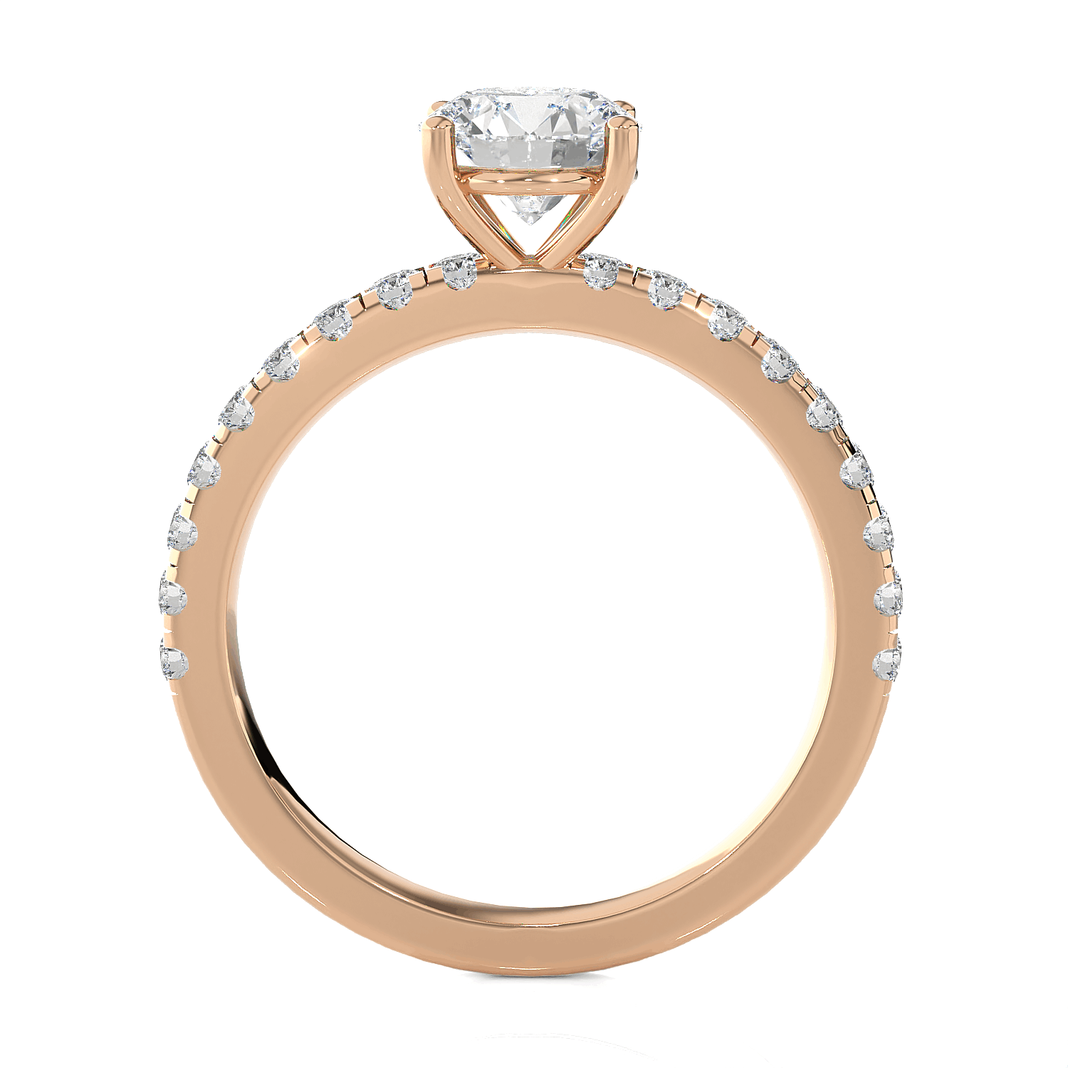Round Lab Grown Diamond Side Stone Engagement Ring
