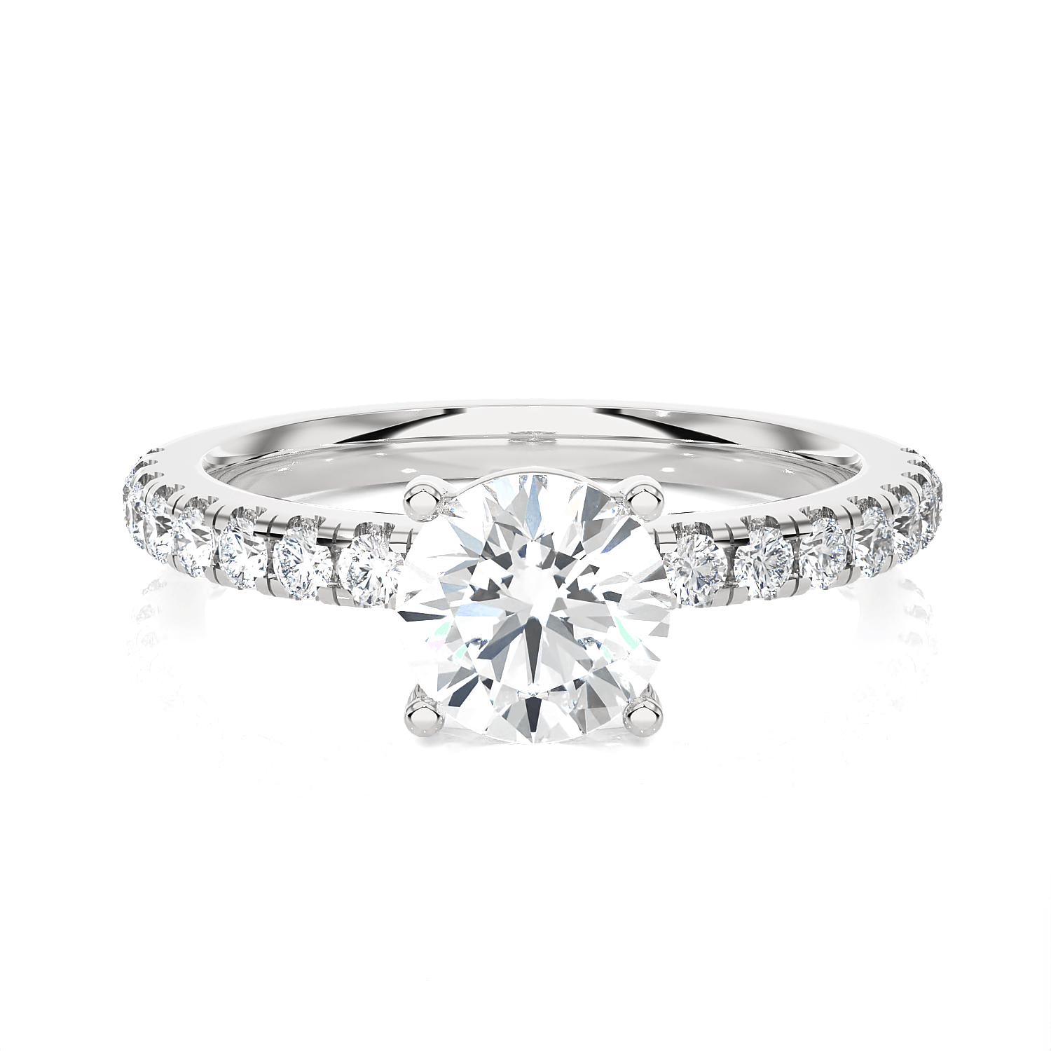 Round Lab Grown Diamond Side Stone Engagement Ring