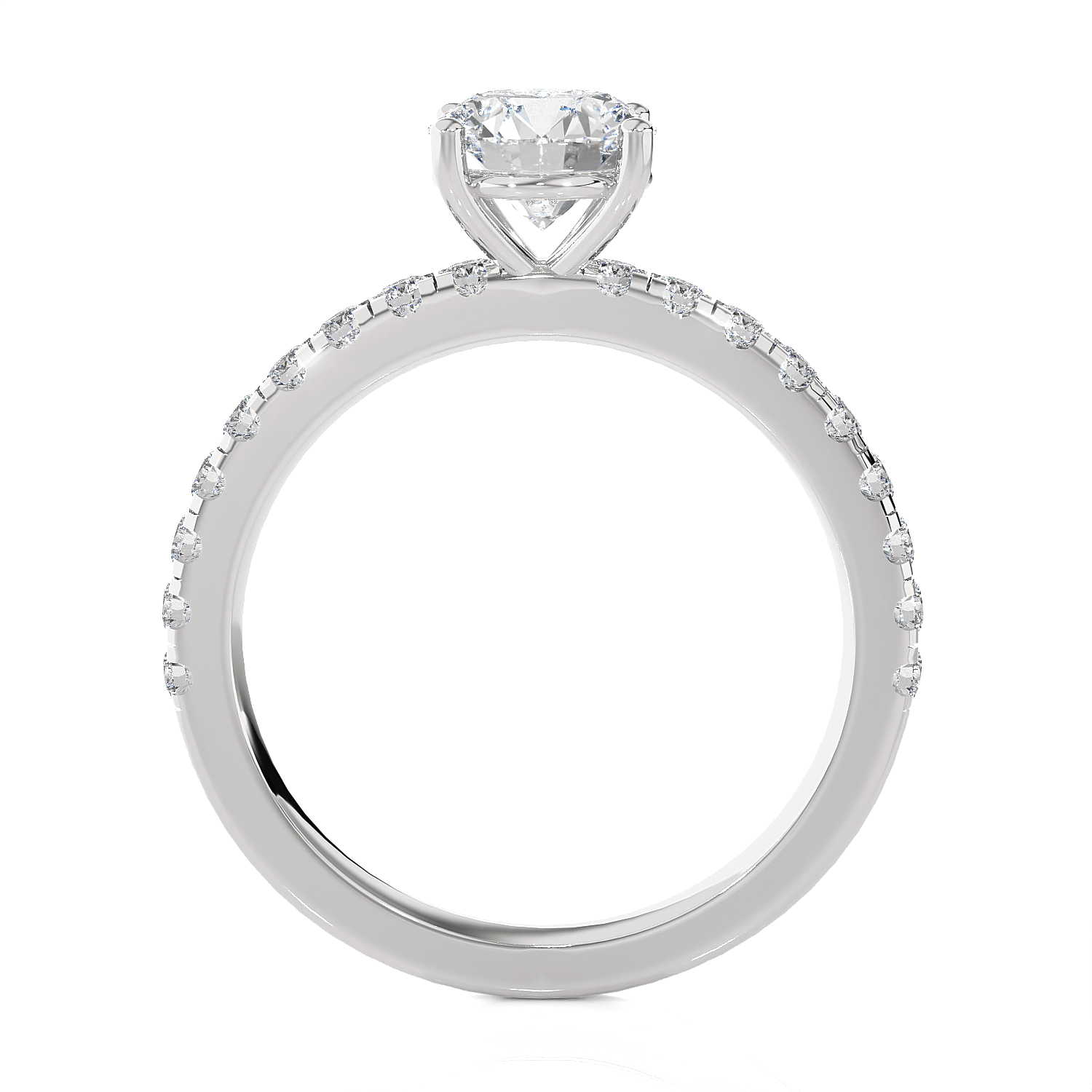 Round Lab Grown Diamond Side Stone Engagement Ring