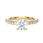 Round Lab Grown Diamond Side Stone Engagement Ring