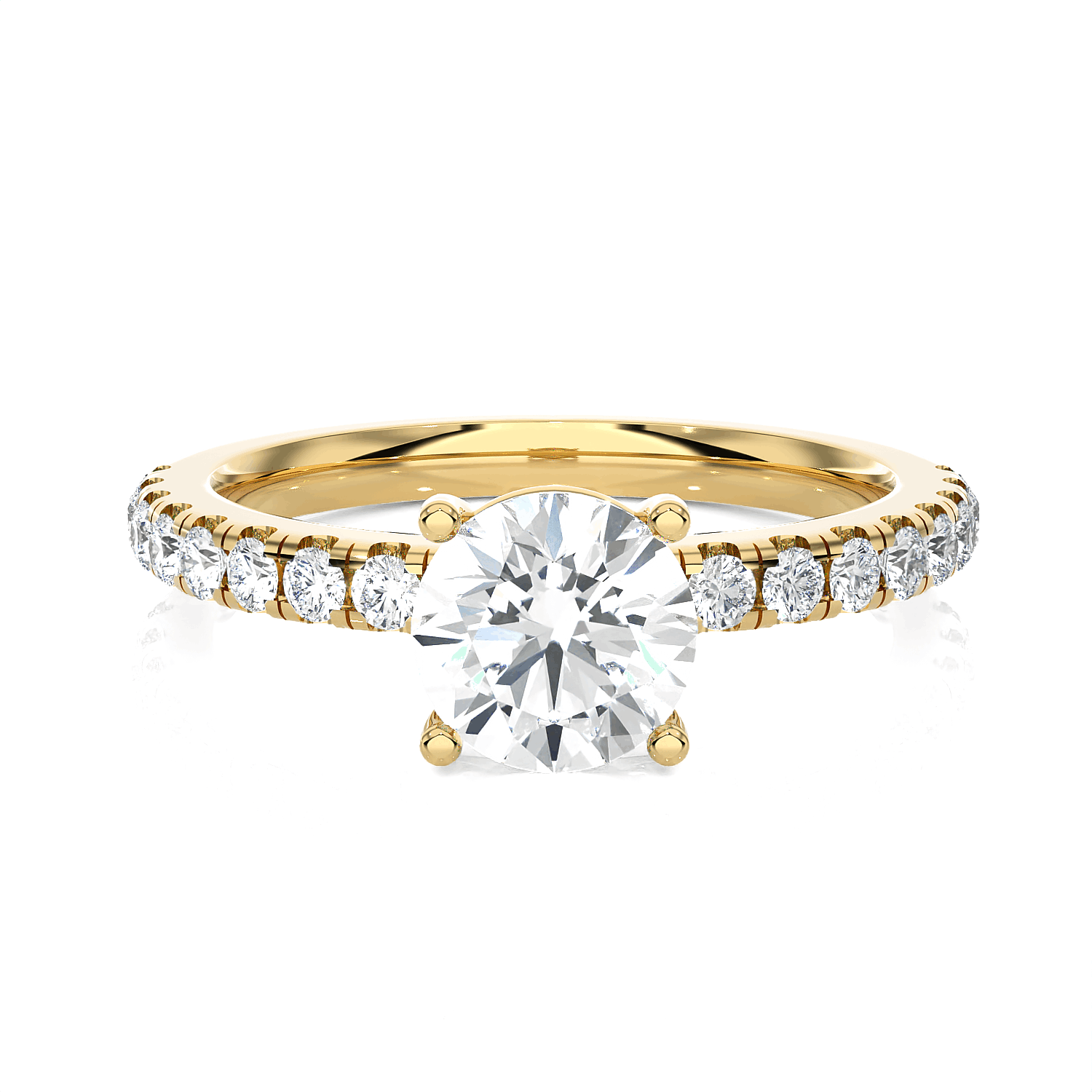 Round Lab Grown Diamond Side Stone Engagement Ring