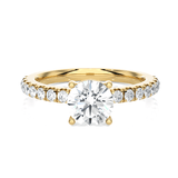 Round Lab Grown Diamond Side Stone Engagement Ring