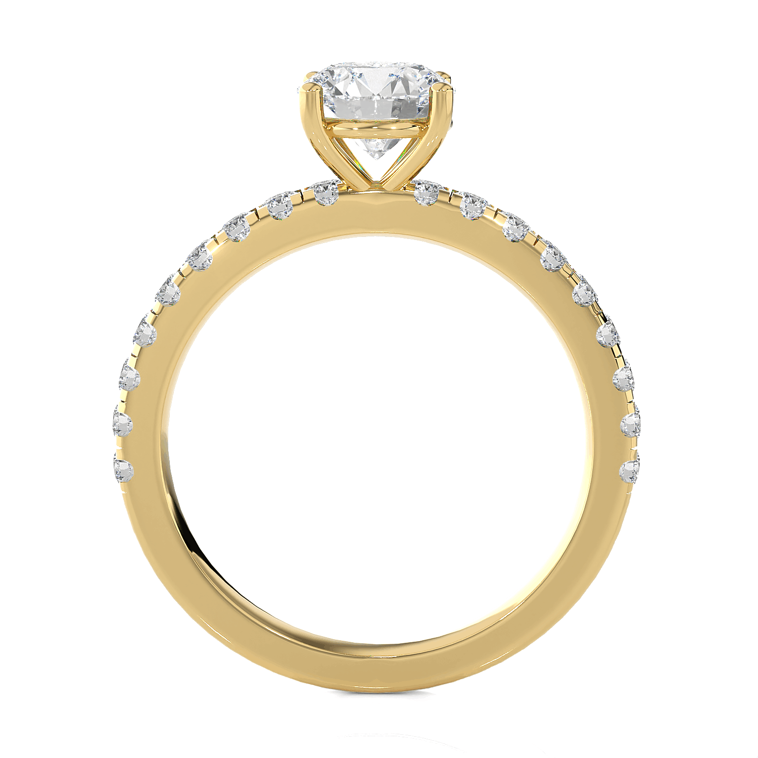 Round Lab Grown Diamond Side Stone Engagement Ring