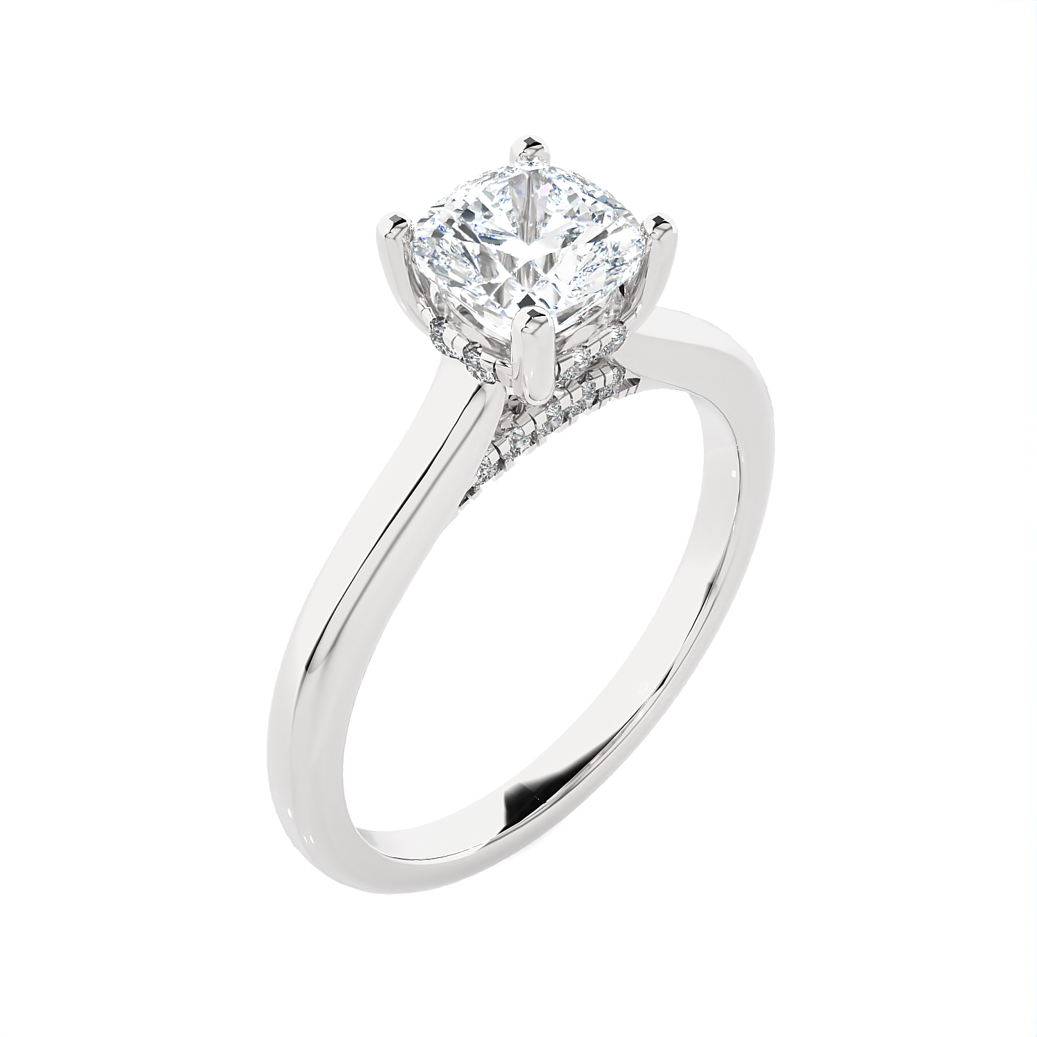 Cushion-Cut Lab Grown Diamond Halo Engagement Ring