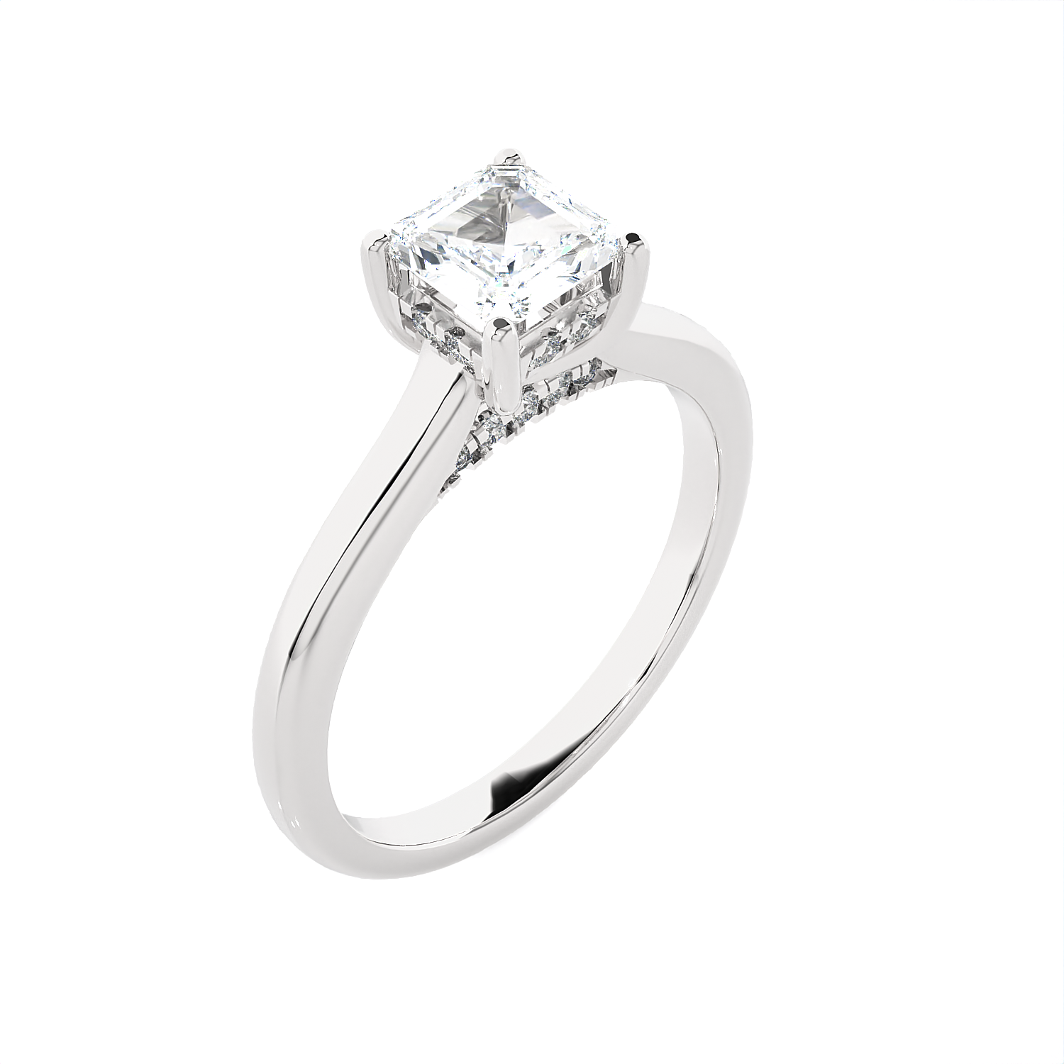 Princess-Cut Lab Grown Diamond Halo Engagement Ring