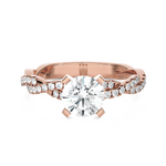 Round Lab Grown Diamond Side Stone Engagement Ring