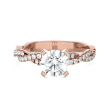 Round Lab Grown Diamond Side Stone Engagement Ring