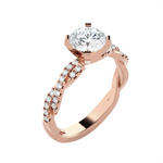Round Lab Grown Diamond Side Stone Engagement Ring