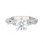 Round Lab Grown Diamond Side Stone Engagement Ring