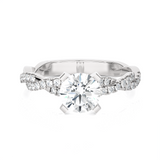 Round Lab Grown Diamond Side Stone Engagement Ring