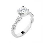 Round Lab Grown Diamond Side Stone Engagement Ring