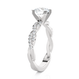 Round Lab Grown Diamond Side Stone Engagement Ring