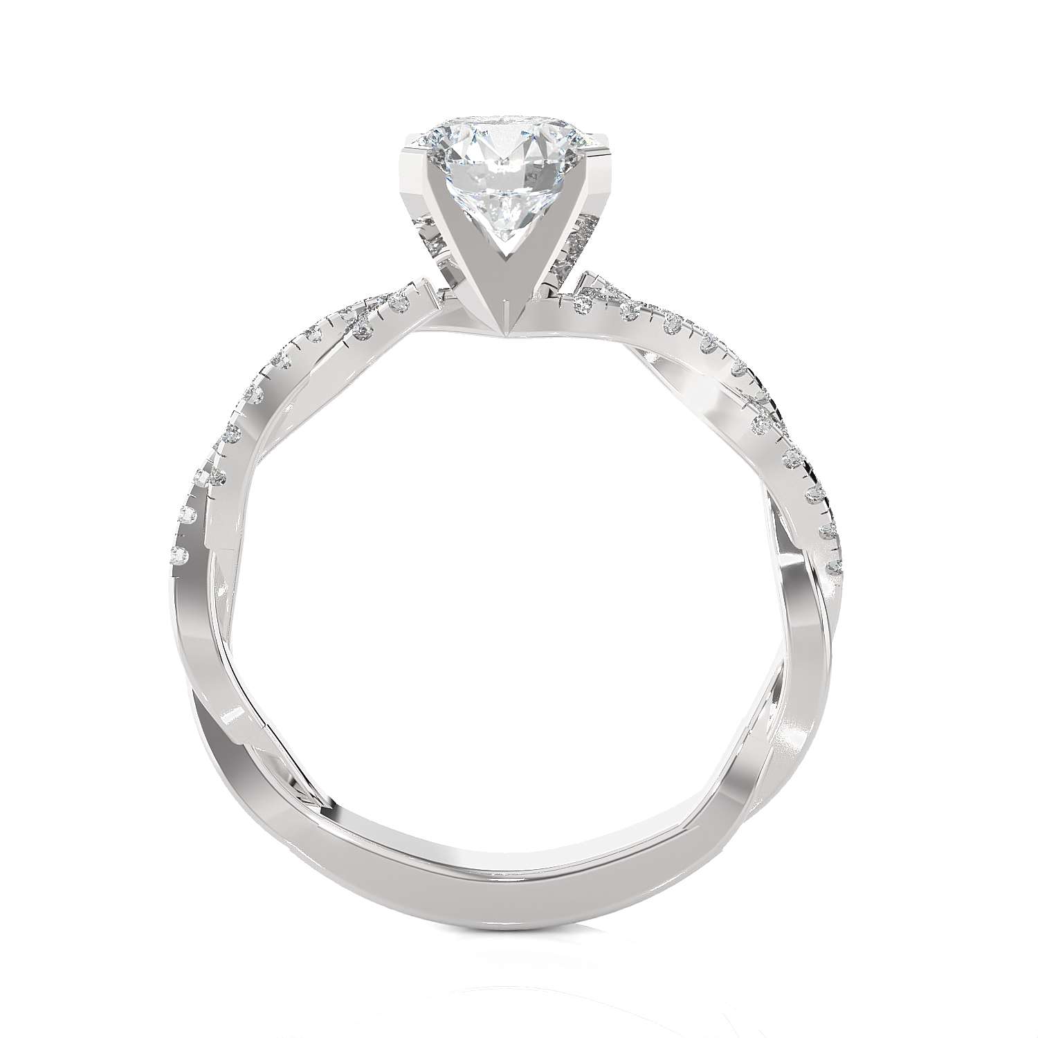 Round Lab Grown Diamond Side Stone Engagement Ring