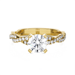 Round Lab Grown Diamond Side Stone Engagement Ring