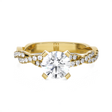 Round Lab Grown Diamond Side Stone Engagement Ring