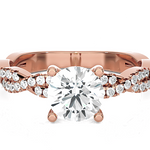 Round Lab Grown Diamond Side Stone Engagement Ring