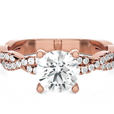 Round Lab Grown Diamond Side Stone Engagement Ring