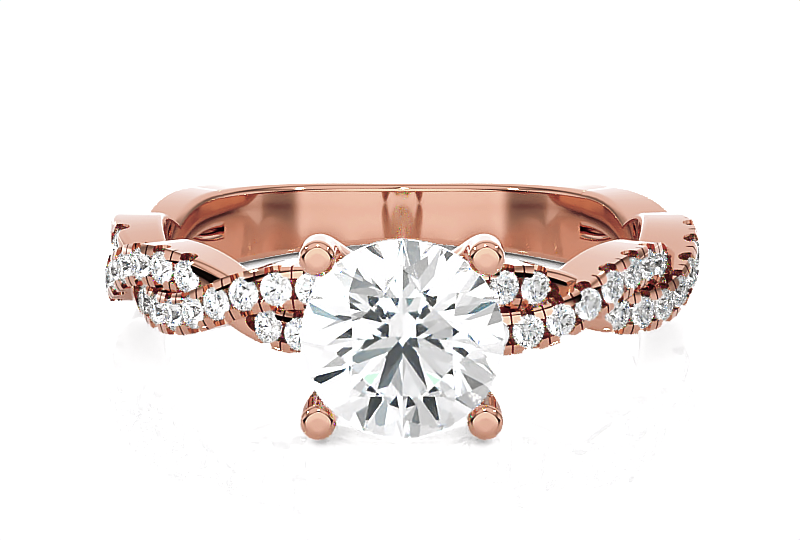 Round Lab Grown Diamond Side Stone Engagement Ring