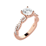 Round Lab Grown Diamond Side Stone Engagement Ring