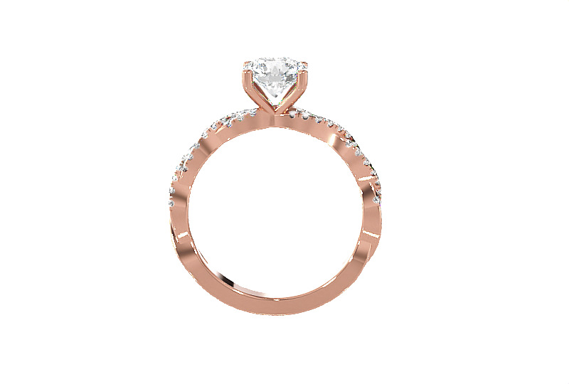 Round Lab Grown Diamond Side Stone Engagement Ring
