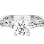 Round Lab Grown Diamond Side Stone Engagement Ring