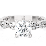 Round Lab Grown Diamond Side Stone Engagement Ring