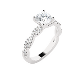 Round Lab Grown Diamond Side Stone Engagement Ring