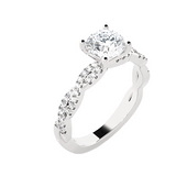 Round Lab Grown Diamond Side Stone Engagement Ring