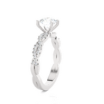 Round Lab Grown Diamond Side Stone Engagement Ring
