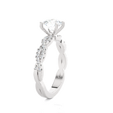 Round Lab Grown Diamond Side Stone Engagement Ring