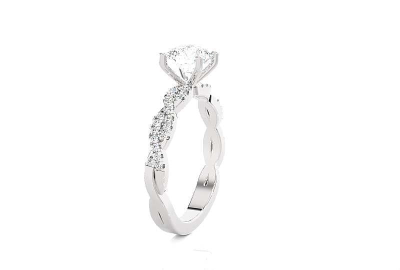 Round Lab Grown Diamond Side Stone Engagement Ring