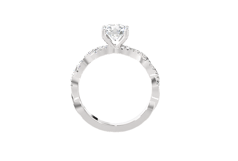 Round Lab Grown Diamond Side Stone Engagement Ring