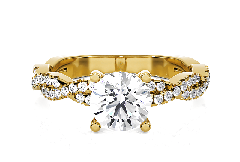 Round Lab Grown Diamond Side Stone Engagement Ring