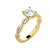 Round Lab Grown Diamond Side Stone Engagement Ring