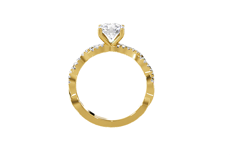 Round Lab Grown Diamond Side Stone Engagement Ring