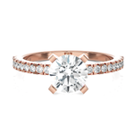 Round Lab Grown Diamond Side Stone Engagement Ring