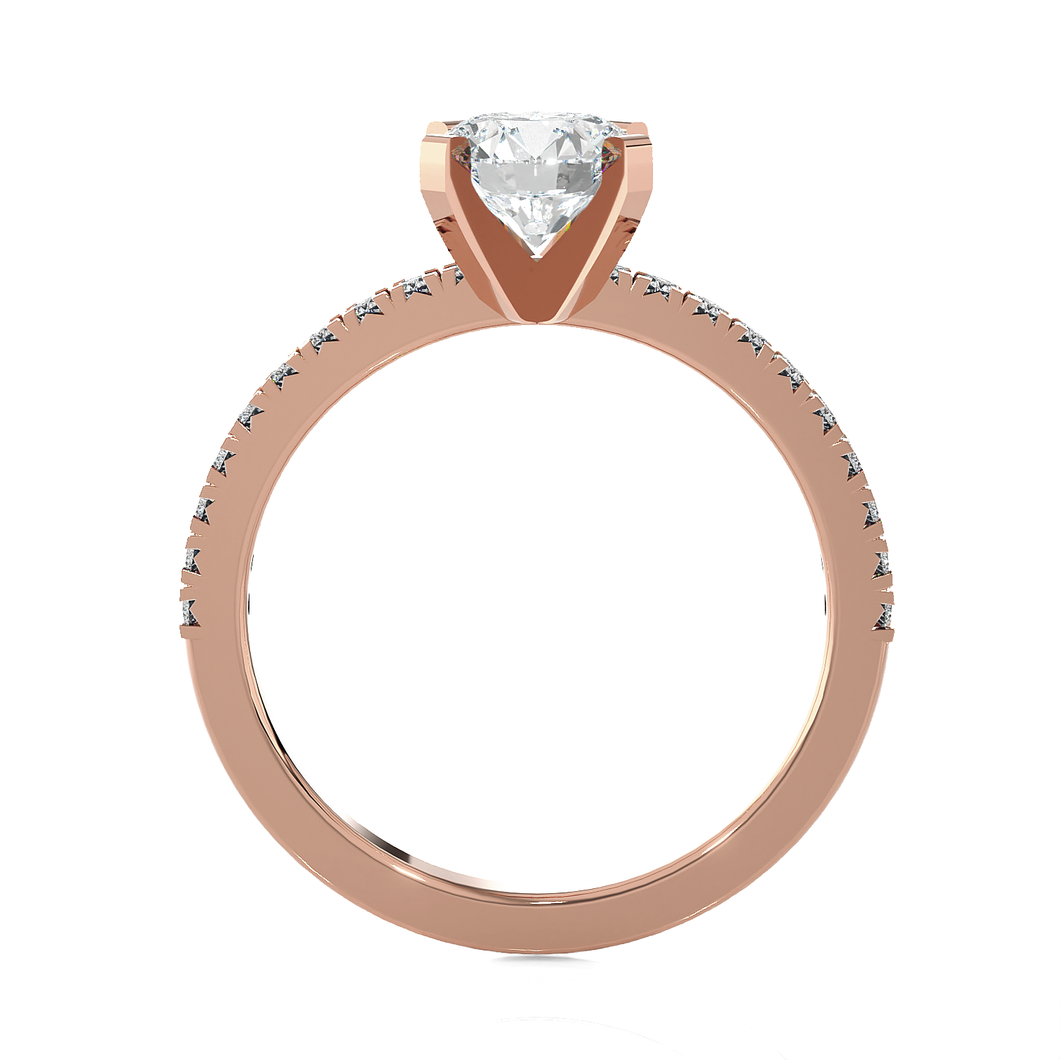 Round Lab Grown Diamond Side Stone Engagement Ring