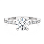 Round Lab Grown Diamond Side Stone Engagement Ring