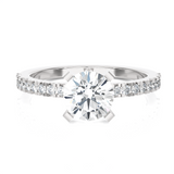 Round Lab Grown Diamond Side Stone Engagement Ring